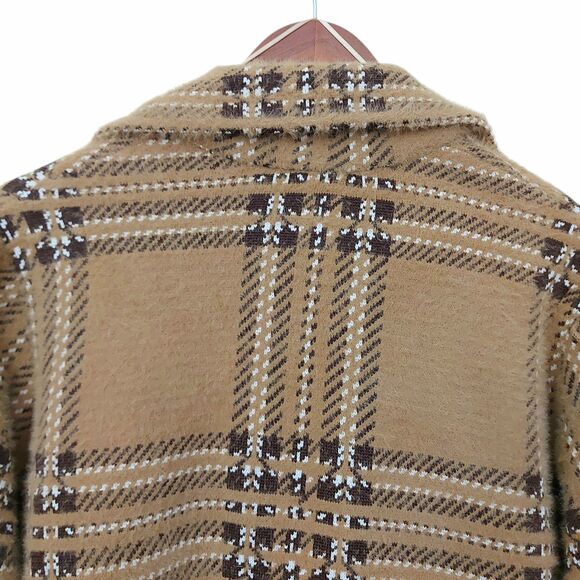 Magaschoni Coat Womens 2X Brown Plaid Long Knitted Three-Button Academia Preppy - Picture 7 of 12